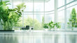 © PaulShlykov - Open space interior with green plants and places for workers, no people, quarantine time, copy space.
