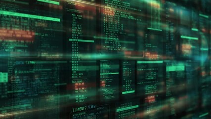 Wall Mural - an array of code in virtual space.