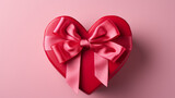 Fototapeta  - Pudełko w kształcie serca z różową kokardką