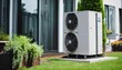 Residential building with outdoors installed air source heat pump