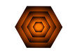 symmetrische anordnung von zentral gestapelten orangen sechsecken, modernes abstraktes design, 3D,