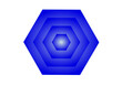 symmetrische anordnung von zentral gestapelten blauen sechsecken, modernes abstraktes design, 3D,