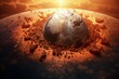 Conceptual depiction of the impact of global warming on Earth and the Sun. Generative AI