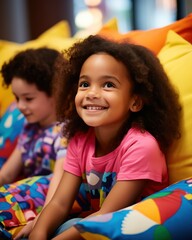 A group of children from different ethnic backgrounds have a happy time at a daycare center