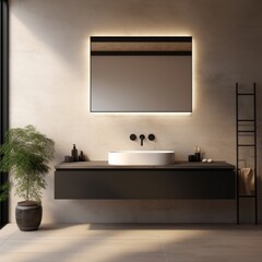 Modern bathrooms with mirror and sink