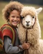 © PixelPaletteArt - A child hugging an alpaca