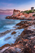 Sunrise View Of The Ancient Boccale Castle, Livorno, Tuscany, Italy