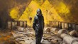 artwork that narrates the human struggle against nuclear waste. This oil painting on canvas employs evocative imagery to illuminate the potential risks and consequences