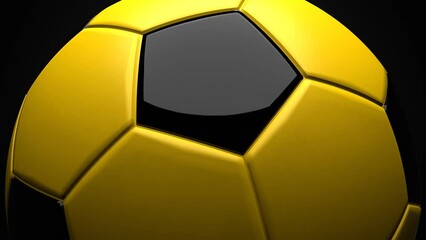 Wall Mural - Yellow soccer ball on black background.
Loop able 3d animation for background.
