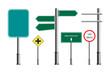 © Hunia Studio - Set of road sign in green color board vector illustration.