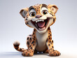 © Nathan Hutchcraft - A 3D Cartoon Leopard Laughing and Happy on a Solid Background