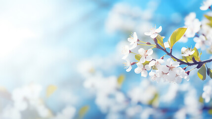 Wall Mural - a fresh spring blue sunny sky background with blurred style