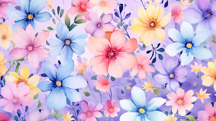 Canvas Print - Watercolor floral pattern spring background