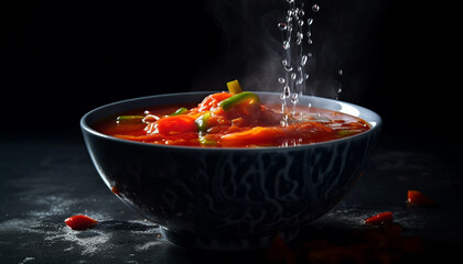 Sticker - Freshness and heat combine in this gourmet vegetarian tomato soup generated by AI