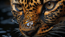 Beautiful Tiger Staring, Its Fur A Pattern Of Animal Markings Generated By AI