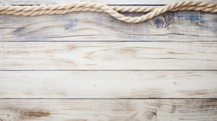 White wood background with rope