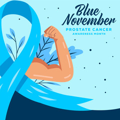 Wall Mural - flat design Blue November prostate cancer Awareness Month illustration