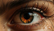 Caucasian woman eye, macro shot, reflecting beauty and health generated by AI