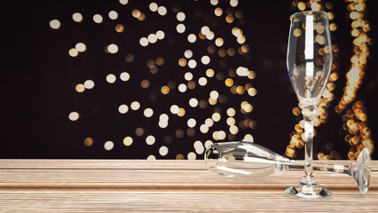 The champagne glass for celebration content 3d rendering