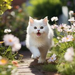  Cat in the flowers around