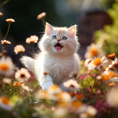  Cat in the flowers around