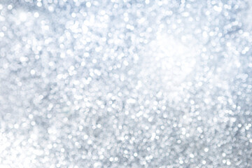 Wall Mural - Abstract shiny silver glitter bokeh background, festive and holiday concept background