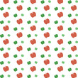 Digital png illustration of red and green apples repeated on transparent background