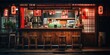 a beautiful Japanese Tokyo city ramen shop restaurant bar in the dark night evening, generative AI