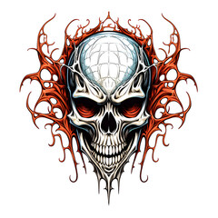 Wall Mural - Skull with a spiderweb tshirt tattoo design dark art illustration isolated on white