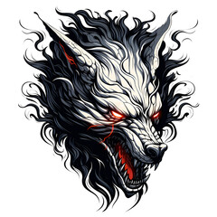 Wall Mural - sinister wolf tshirt tattoo design dark art illustration isolated on white