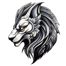 Sphinx Head Tshirt Tattoo Design Dark Art Illustration isolated On White
