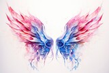 Fototapeta Motyle - Beautiful magic watercolor blue pink wings.