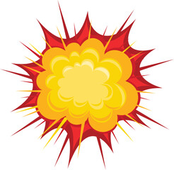 Cartoon Explosion, Cartoon dynamite or bomb explosion, fire set. Boom clouds and smoke elements for ui game design. Dangerous explosive detonation, atomic comics detonators for mobile animation, isola