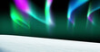 Aurora borealis northern lights and snow on green background