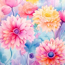 Flower Painting Seamless Watercolor 