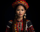 Fototapeta  - Beautiful portrait of North east Indian woman in traditional dress. traditional. Generative AI