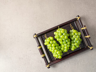 Sticker - Shine Muscat, green grapes on bamboo tray