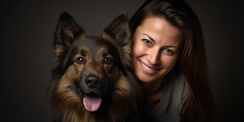 Canvas Print - woman with_her dog