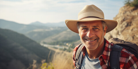 Wall Mural - man doing hiking