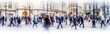 © MdKamrul - Walking people blur. Lots of people walk in the City of London. Wide panoramic view of people crossing the road.