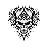 Fototapeta Panele - Artistic vector of a skull illustration. Suitable for tattoo, design, and logo.