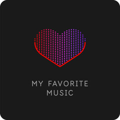 Wall Mural - musical waves in the shape of a heart in the background. vector illustration
