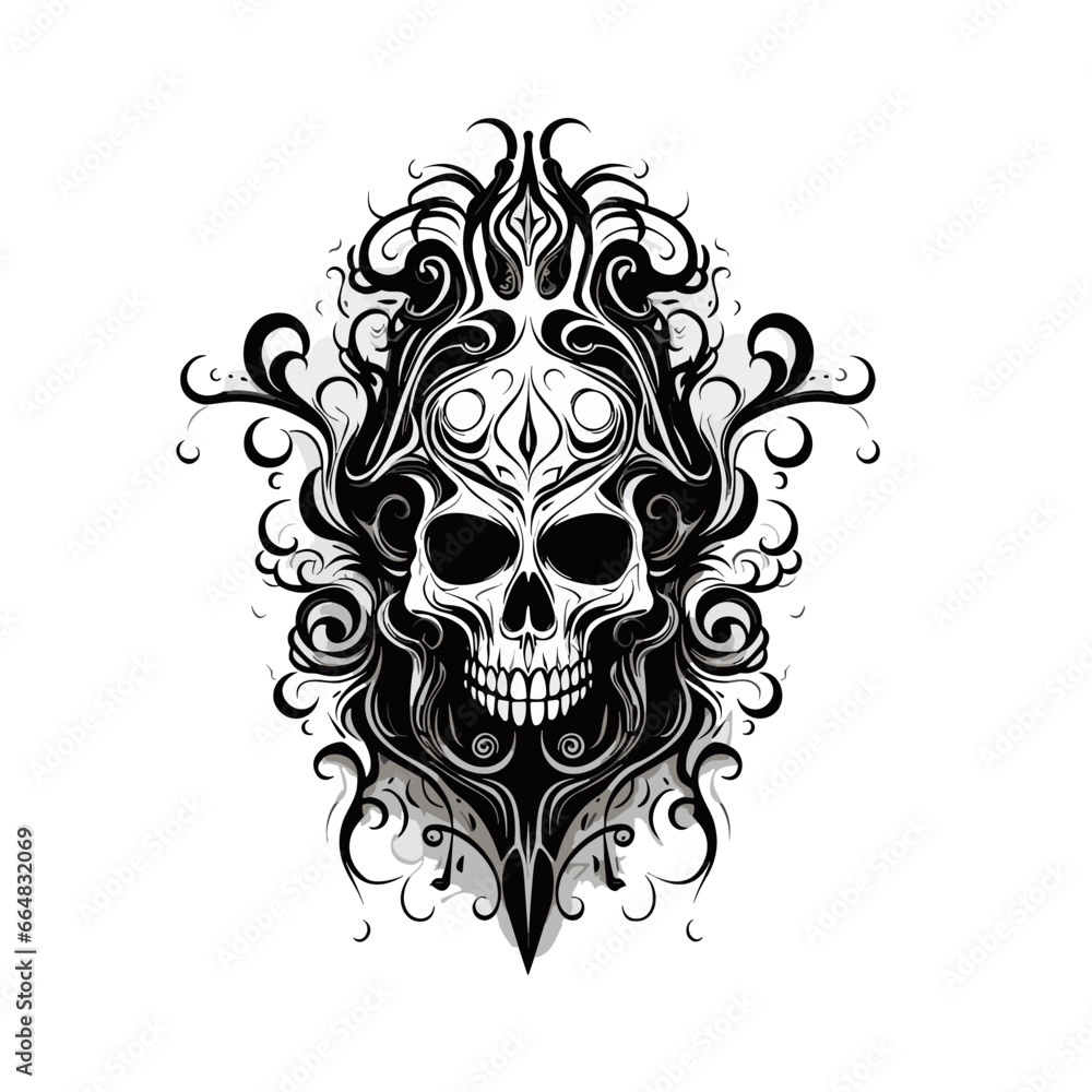 Artistic vector of a skull illustration. Suitable for tattoo, design, and logo.