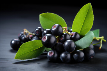 Wall Mural - Fresh chokeberry on the table close up