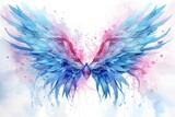 Fototapeta Motyle - Beautiful magic watercolor blue pink wings.