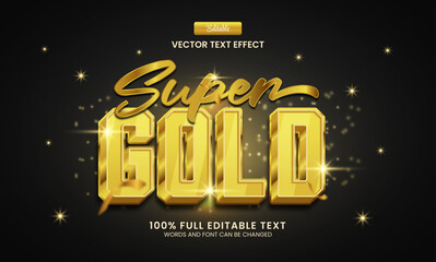 Wall Mural - editable text effect, super gold 3d text vector illustration
