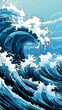 Hand drawn cartoon turbulent waves background illustration

