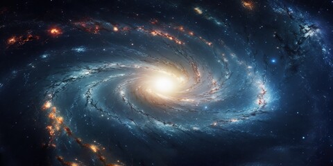 Wall Mural - space background with spiral galaxy and stars. generative ai