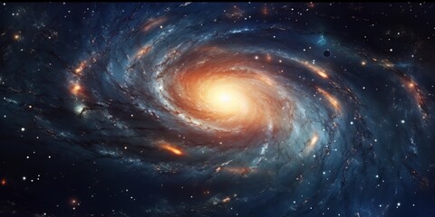Wall Mural - space background with spiral galaxy and stars. generative ai