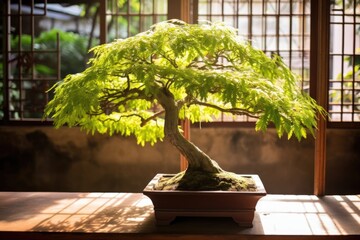 Canvas Print - bonsai under morning sunlight